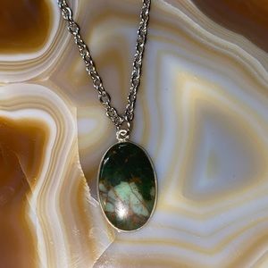 Sterling silver rainforest jasper pendant